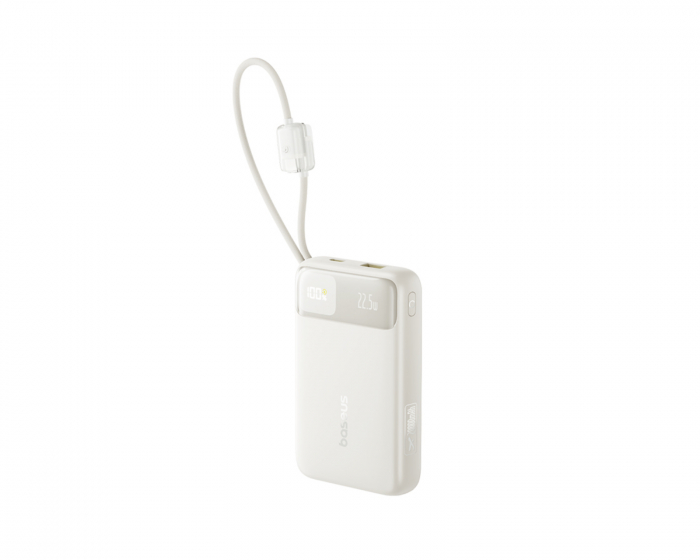 Baseus EnerFill FC11 Digital Display Power Bank med Dubbelkabel 22.5W 20000mAh - Beige