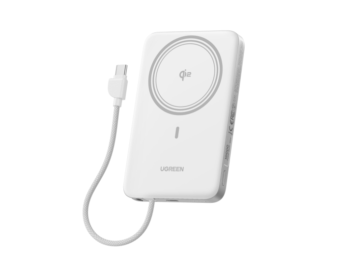 UGREEN MagFlow Air Magnetisk Trådlös Powerbank 10000mAh 30W - Vit