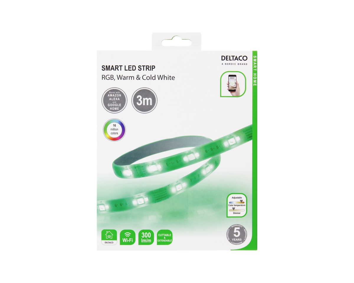 Deltaco Smart Home RGB LED List & Slinga WiFi Dimbar 3M