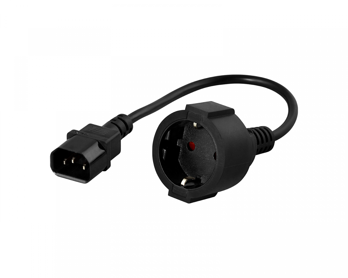 Deltaco Jordad Apparat-/Förlängningskabel, Svart - 0.2 meter