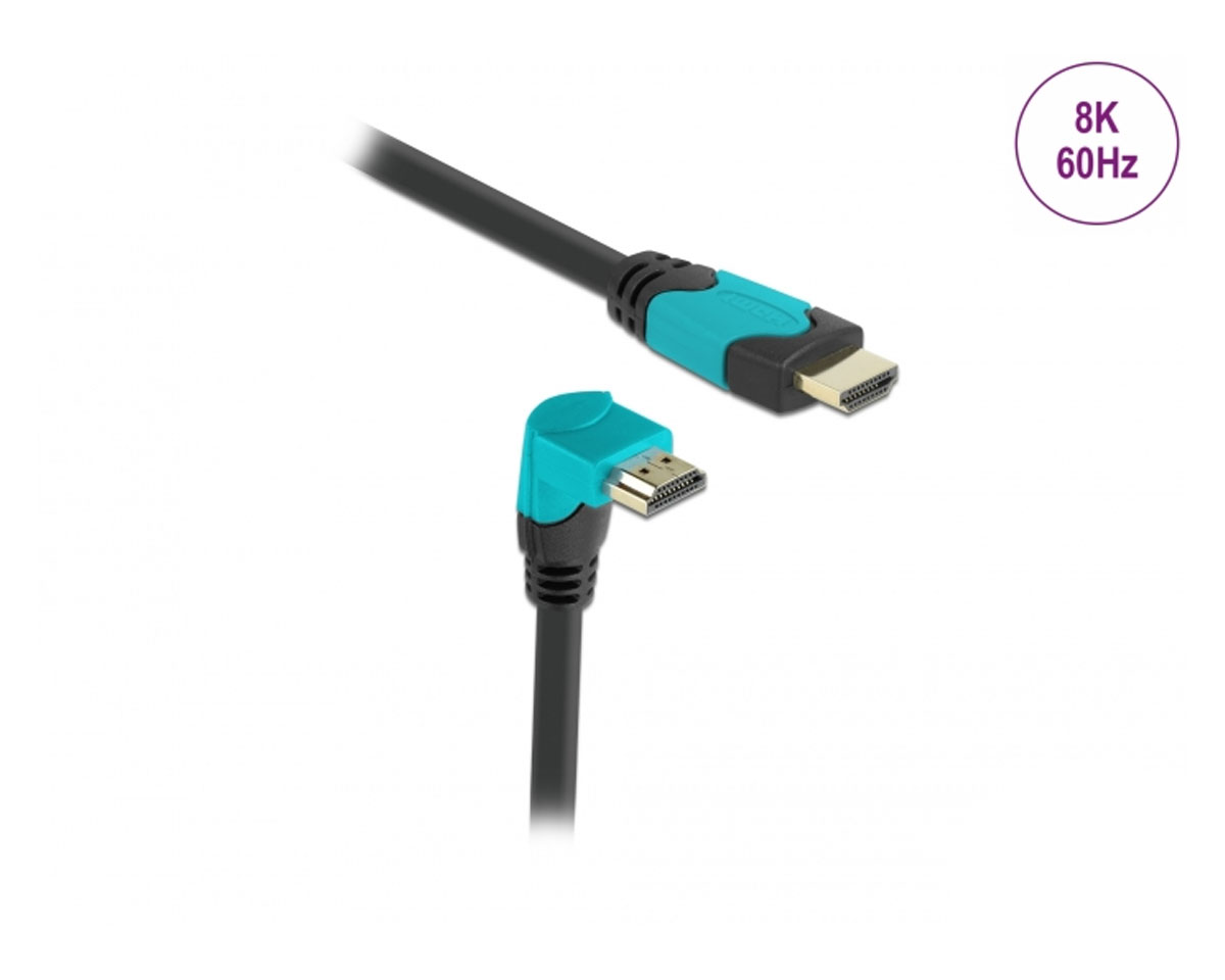 Delock High Speed HDMI-kabel 2.1 Nedåtvinklad - Svart - 3m