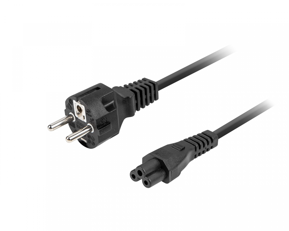 Lanberg Strömkabel CEE 7/7 till C5 Musse Pigg-kontakt - Svart - 1.8m
