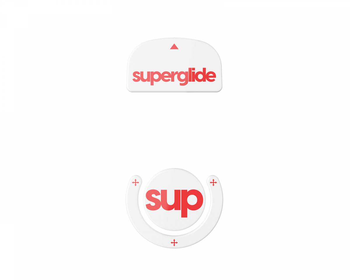 Superglide Version 2 Glas Skates till Logitech G Pro X Superlight - Vit/Röd