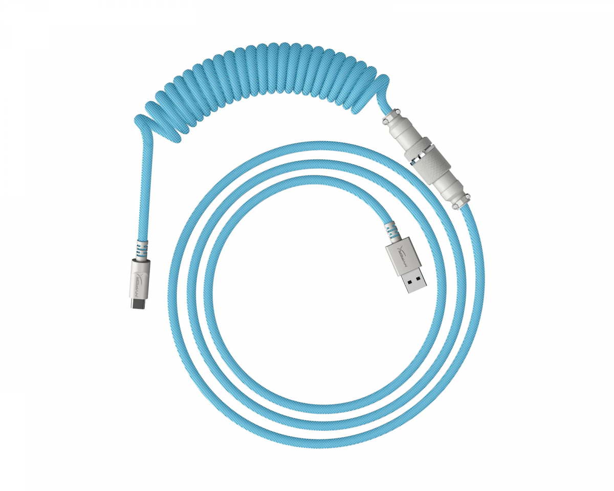 HyperX USB-C Coiled Cable - Ljusblå / Vit