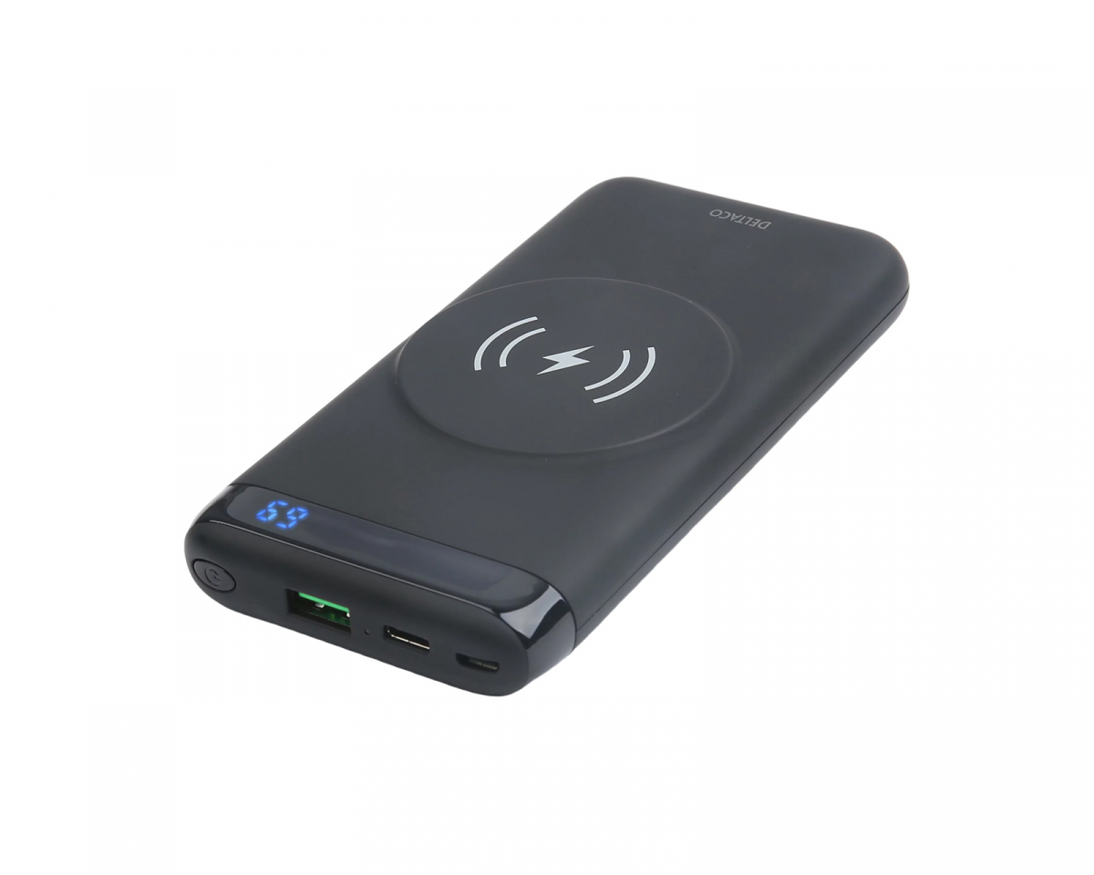 Deltaco Magnetisk Trådlös 10.000 mAh Powerbank - Svart