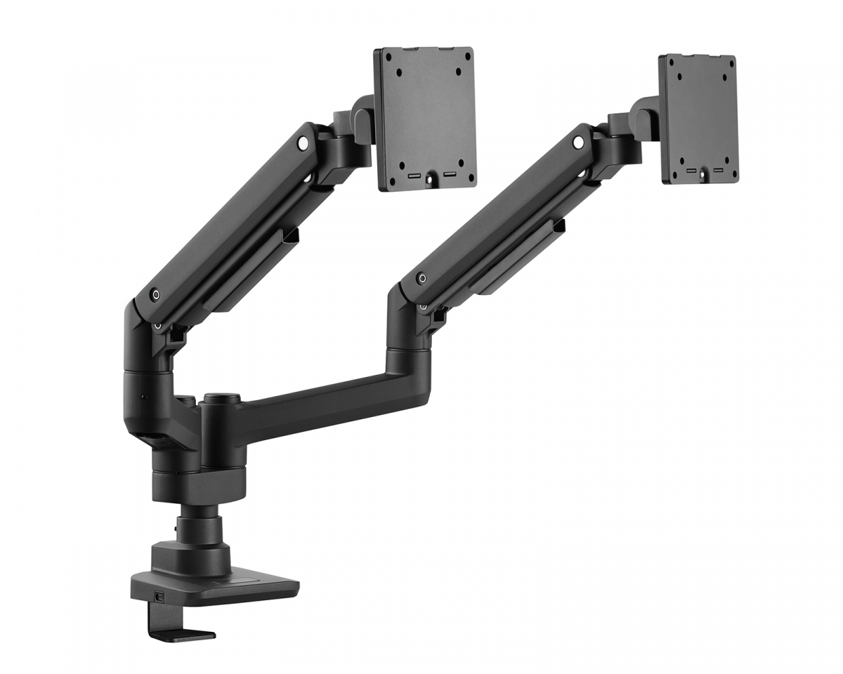 MaxMount Skärmstativ 20kg Heavy-Duty 17”-35” Svart med USB Portar - 2 Skärmar
