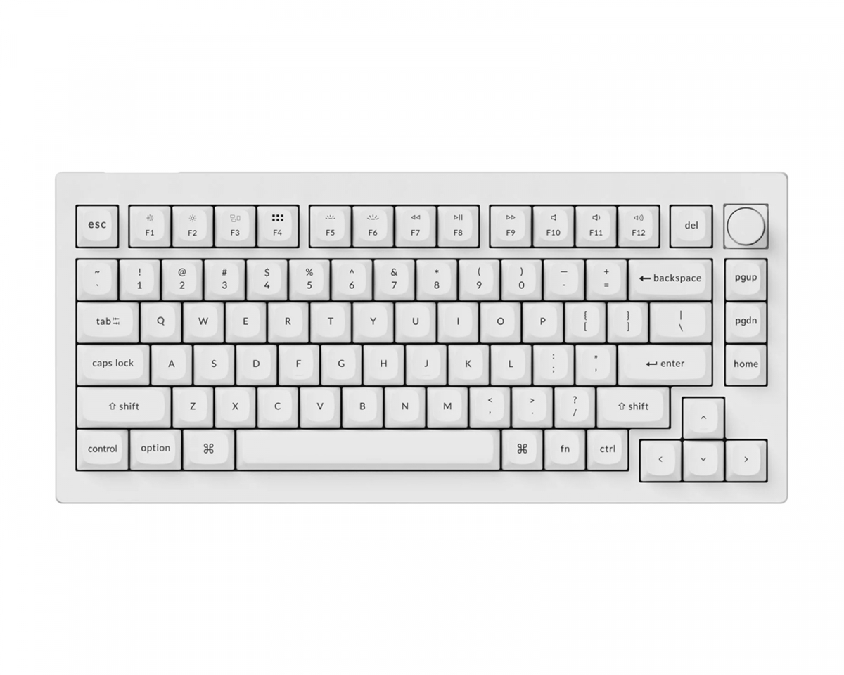 Keychron V1 75% Tangentbord Knob Version RGB Hotswap [K Pro Red] - Vit
