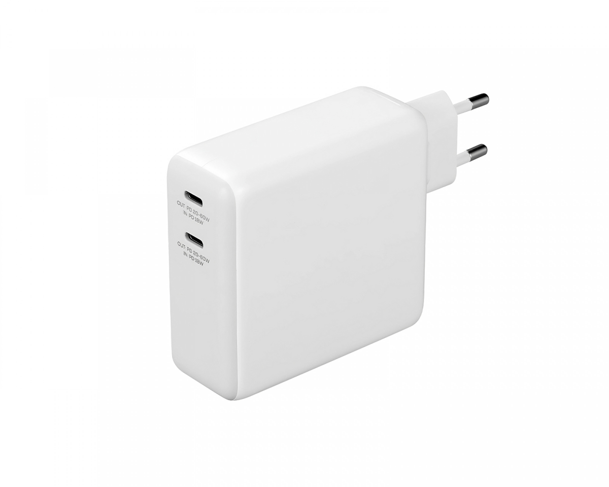 Deltaco USB-C Väggladdare och Powerbank 9600 mAh - Vit