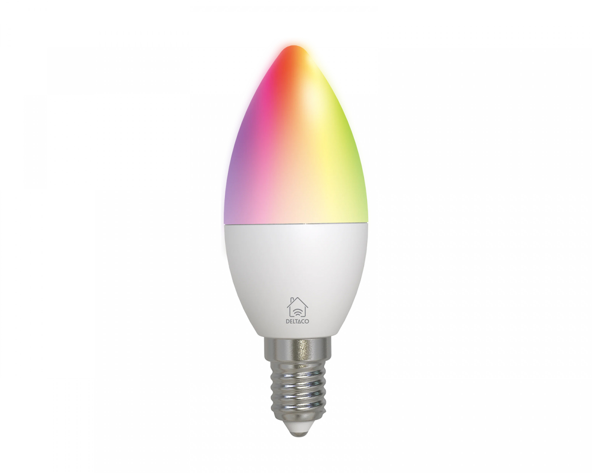 Deltaco Smart Home RGB LED Lampa E14 C37 WiFi 4.9W, RGB