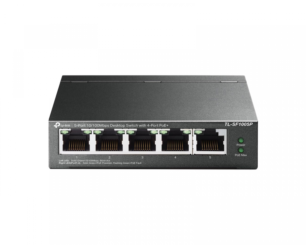 TP-Link SG1005P Metall Nätverksswitch 5-Ports Unmanaged (4-PoE), 10/100/1000Mb