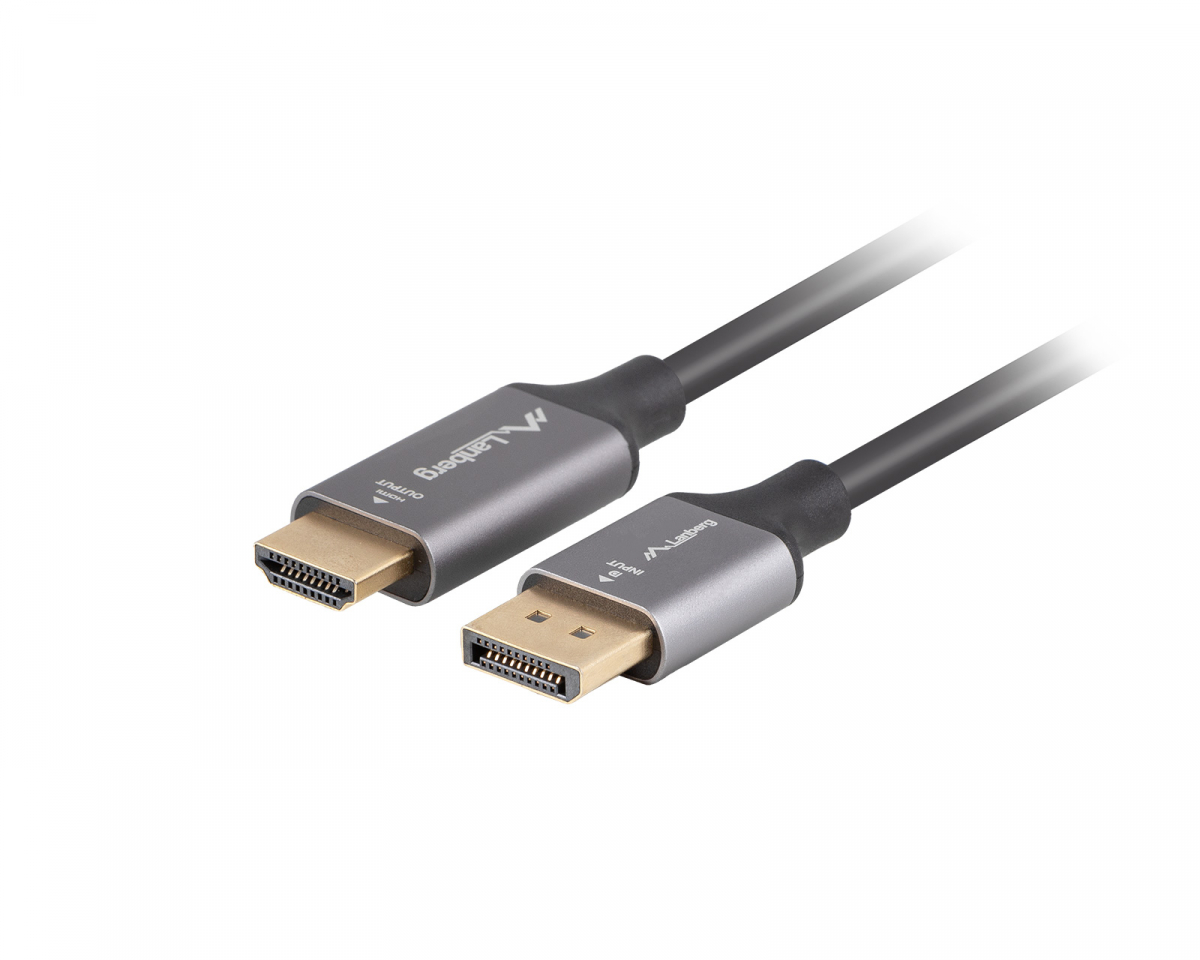 Lanberg DisplayPort till HDMI Kabel 4K Svart - 1m
