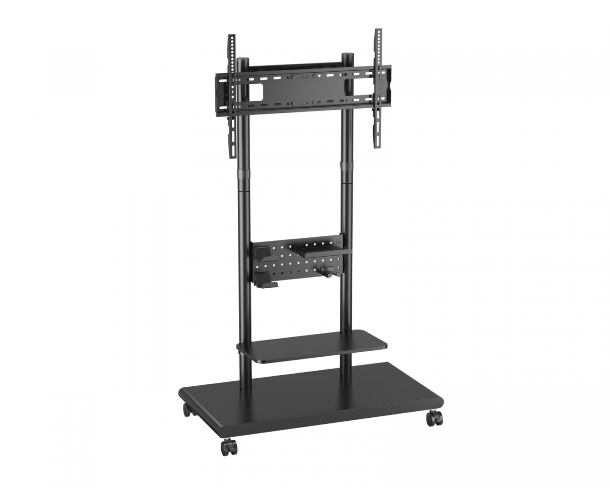 MaxMount TV Stativ med hyllor 50"-90" - Svart