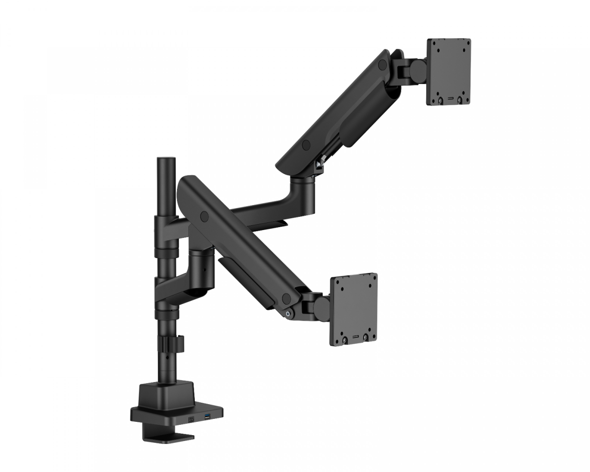 MaxMount Hercules Skärmstativ 27kg USB-Portar 24”-57” Svart - 2 Skärmar