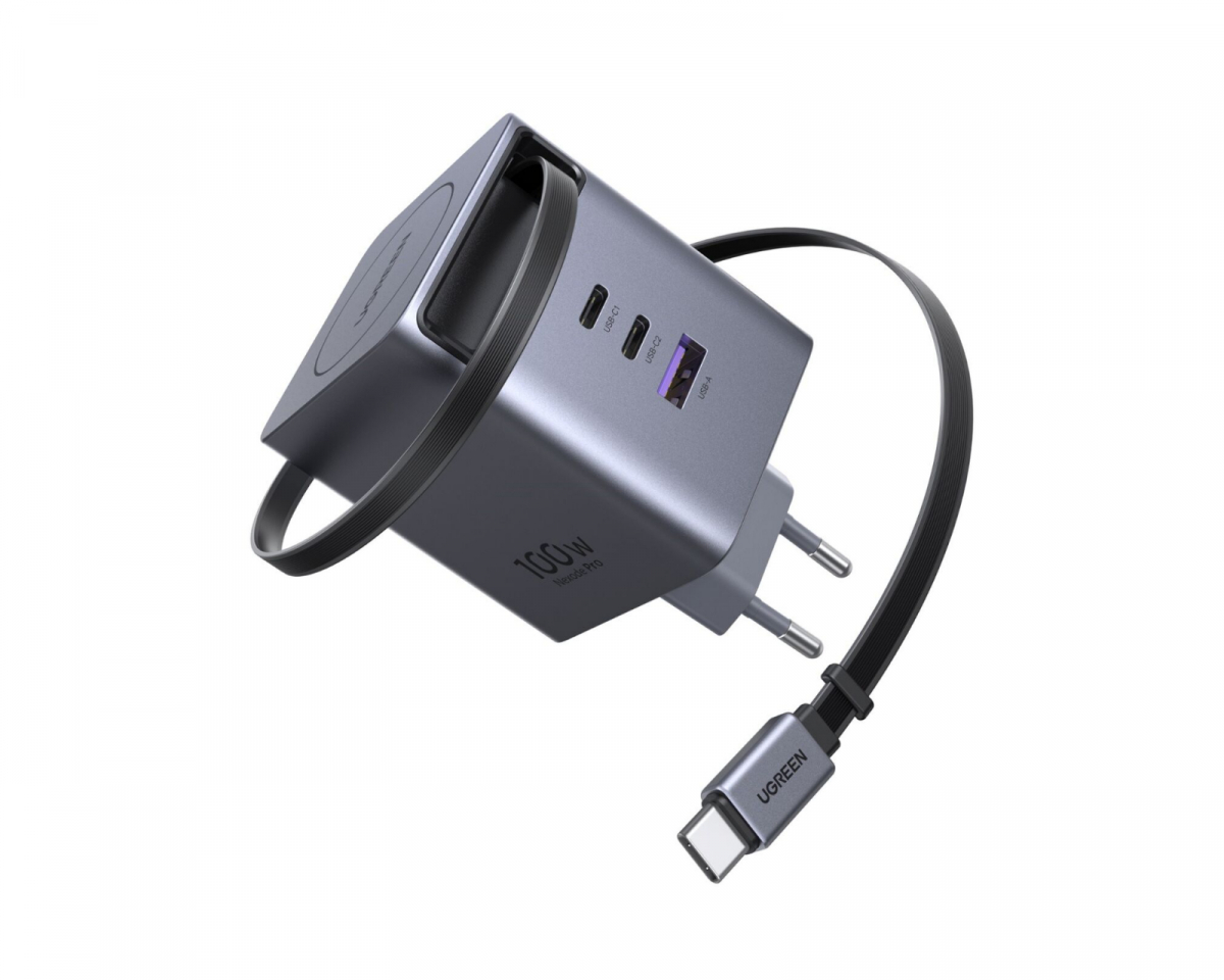 100W GaN Snabbladdare med utdragbar kabel