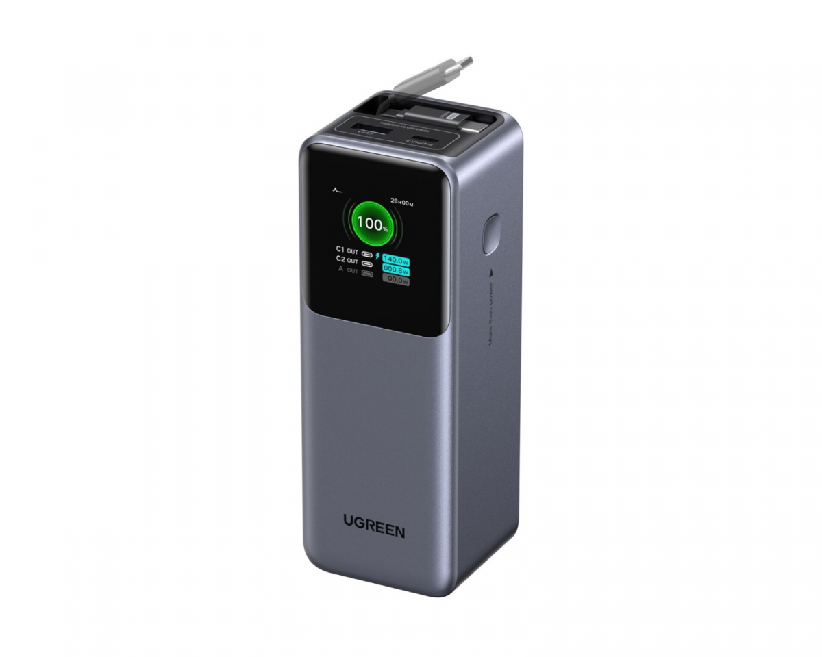 20000mAh 165W Powerbank med utdragbar kabel