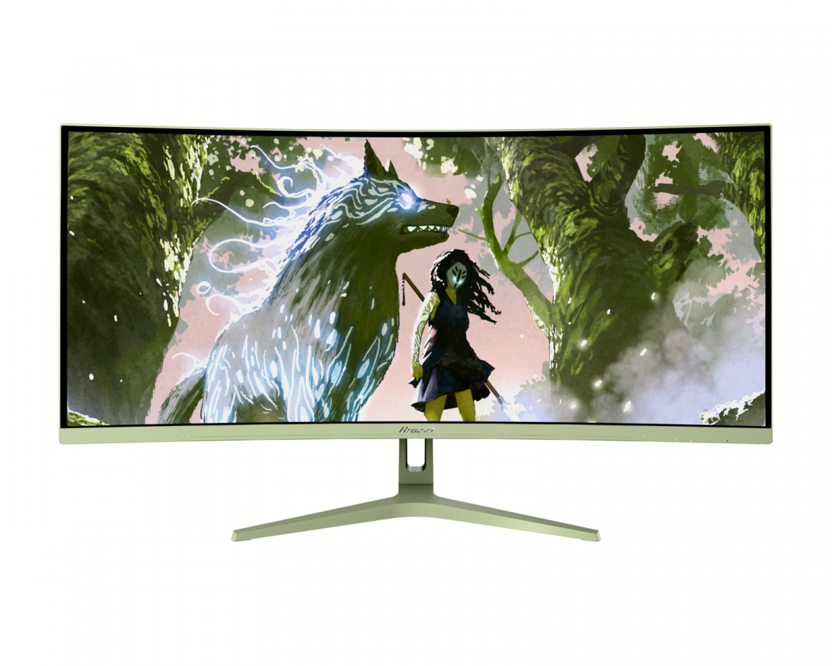 Arozzi Nova 34" Curved VA 3440x1440 165 Hz Gamingskärm - Forest Green