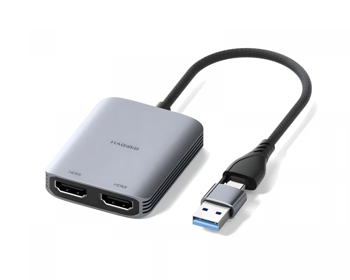 USB 3.0 eller USB-C till dubbel HDMI-adapter