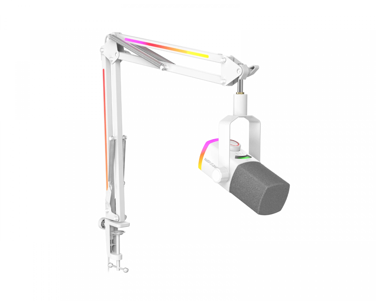 Fifine AmpliGame AM8PROT Mikrofon med bomarm - Vit