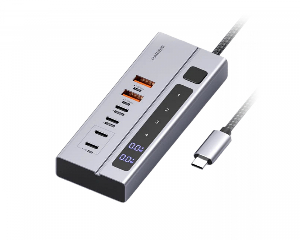 6-Port USB-C Hub 10Gbps LED-display