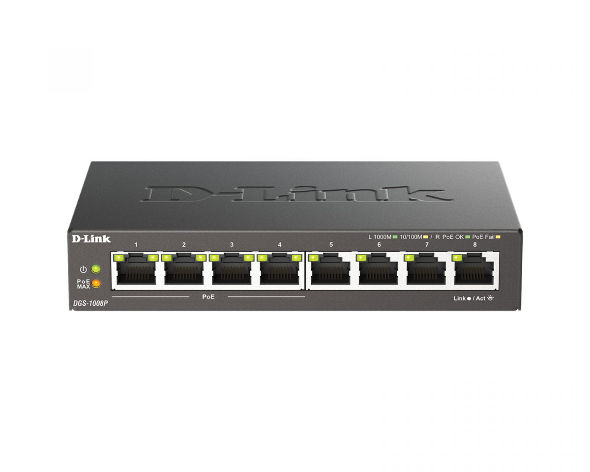 8-Port 10/100/1000 Desktop Switch with 4 PoE Ports