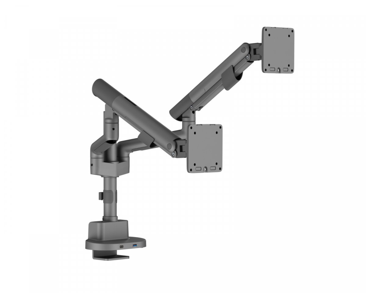 Monitorarm med USB-A & USB-C Portar - 2 Skärmar - 17-35"