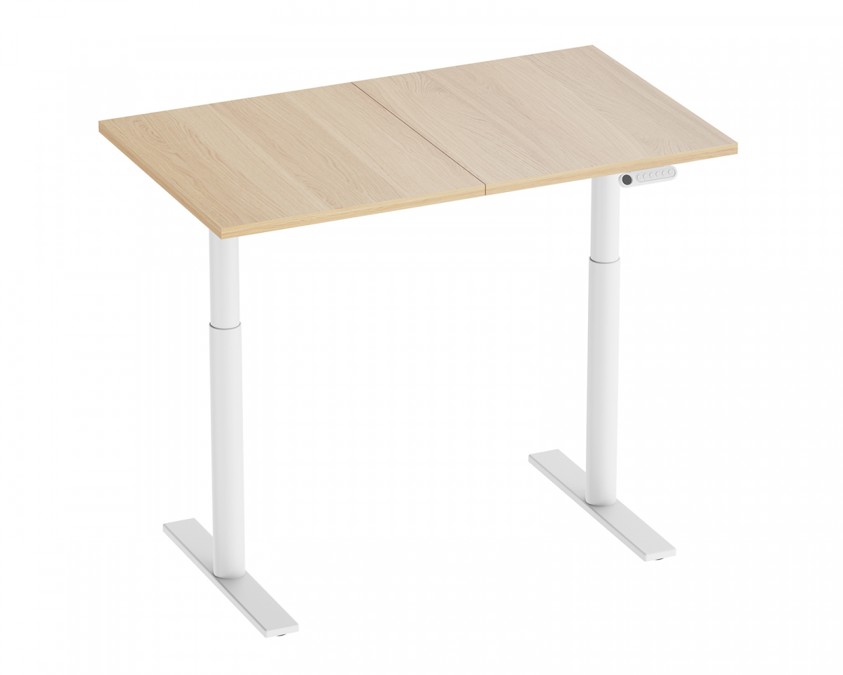 MaxMount Premium Skrivbord Höj och Sänkbart 1200x700mm Elektrisk - Vit/Ek
