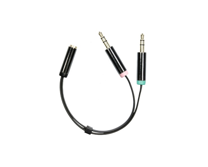 Deltaco Headset Adapter 3.5mm 0,1 Meter Svart