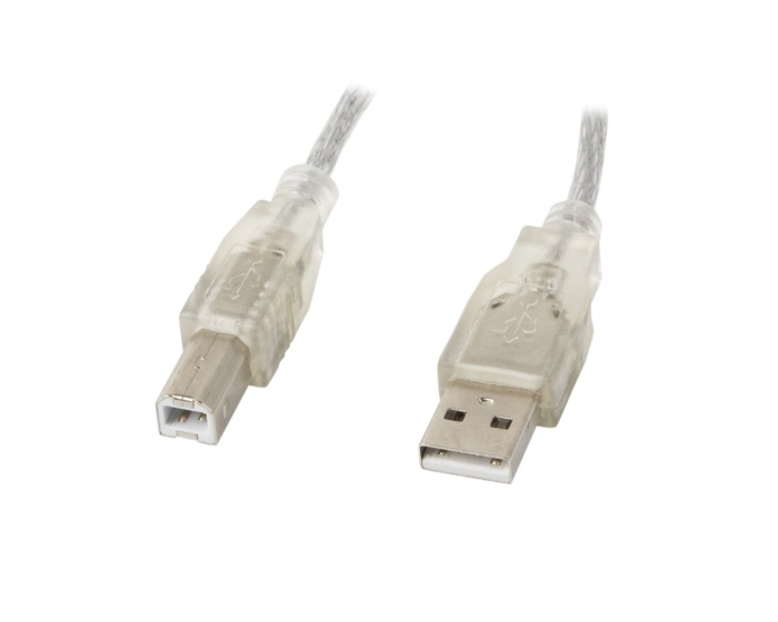 Lanberg USB-A till USB-B 2.0 Kabel Transparent (1.8 Meter)