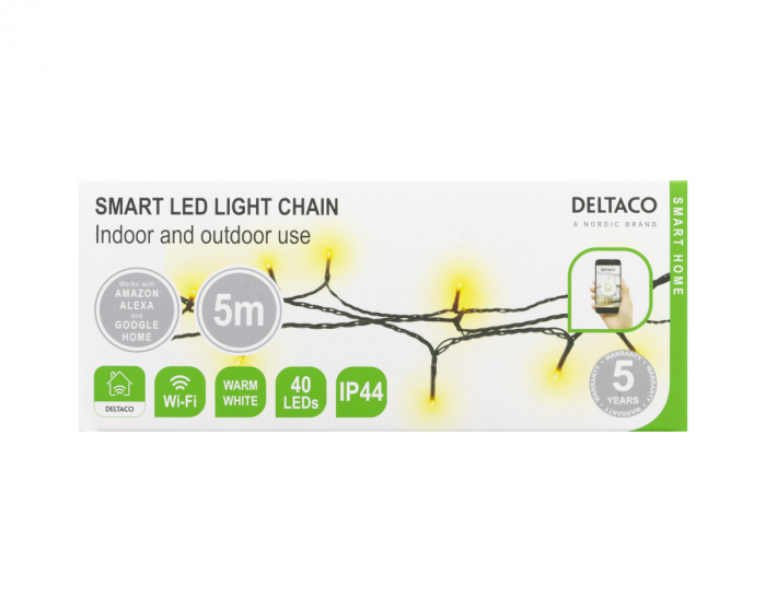 Deltaco Smart Home WiFi-ljusslinga - 5m, 40 LED