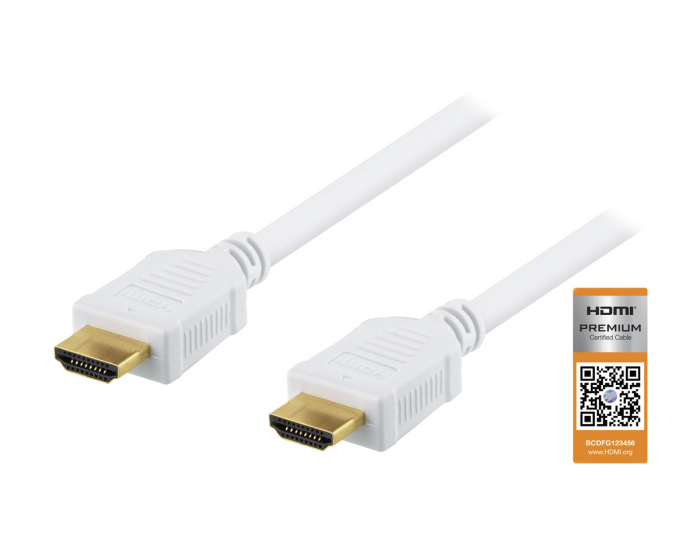 Deltaco Premium HDMI Kabel, Ethernet, 4K, 3 Meter - Vit