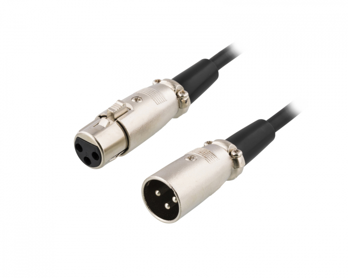 Deltaco XLR Kabel, 3-pin ha - 3-pin ho, 1m - Svart