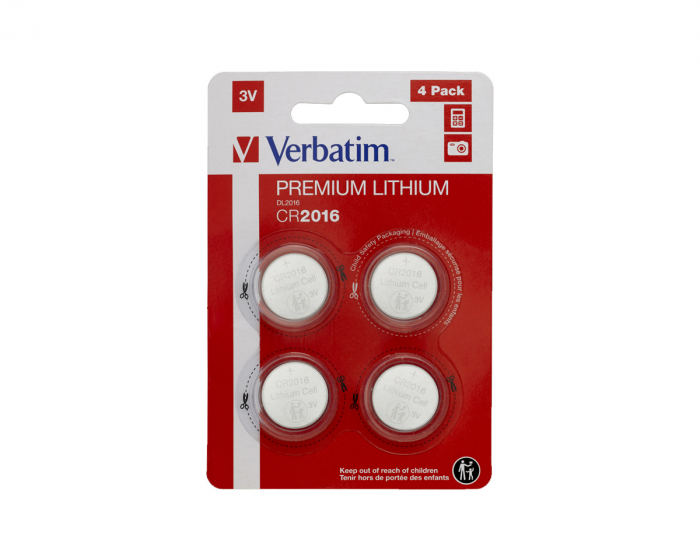 Verbatim Litium Knappcellsbatteri CR2016 - 4 Pack