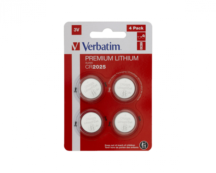 Verbatim Litium Knappcellsbatteri CR2025 - 4 Pack