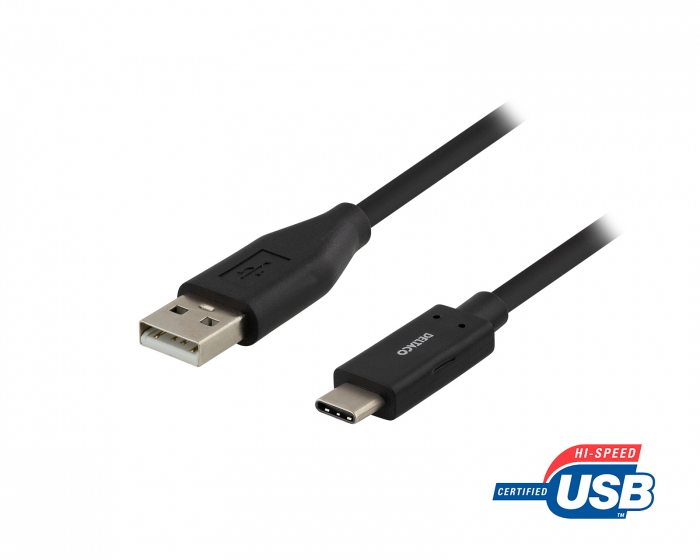 Deltaco USB-C till USB-A 2.0 Kabel Svart - 1 meter