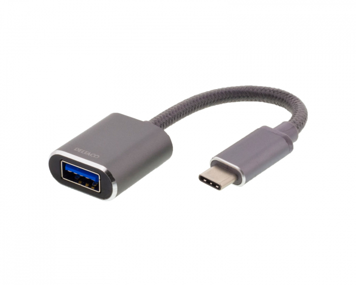 Deltaco USB-C till USB-A OTG adapter - Aluminium