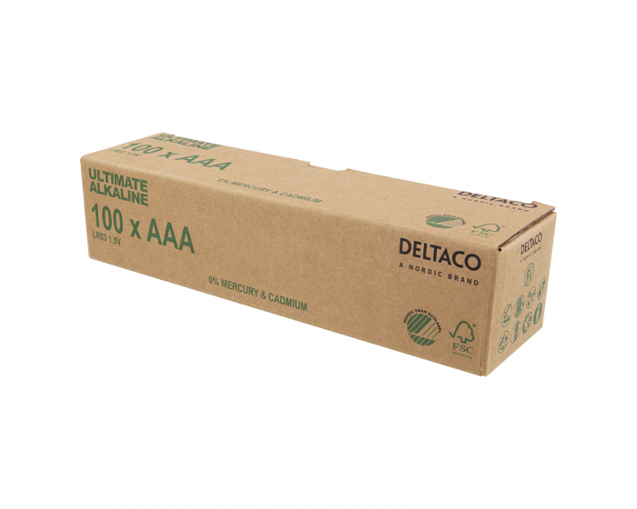 Deltaco Ultimate Alkaline AAA-batteri, Svanenmärkt, 100-pack (Bulk)