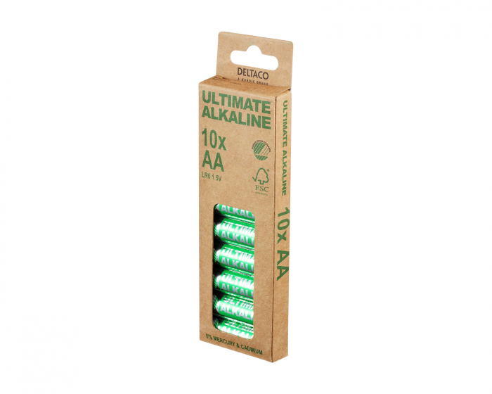 Deltaco Ultimate Alkaline AA-batteri, Svanenmärkt, 10-pack