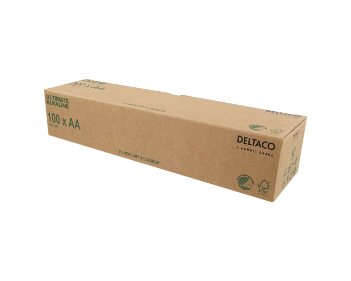 Deltaco Ultimate Alkaline AA-batteri, Svanenmärkt, 100-pack (Bulk)