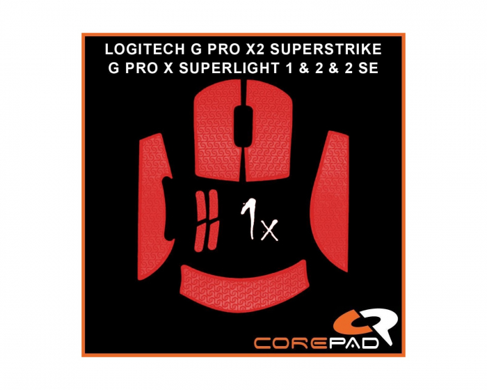 Corepad Soft Grips till Logitech G PRO X SUPERLIGHT 1 / 2 / 2 SE & X2 SUPERSTRIKE - Röd
