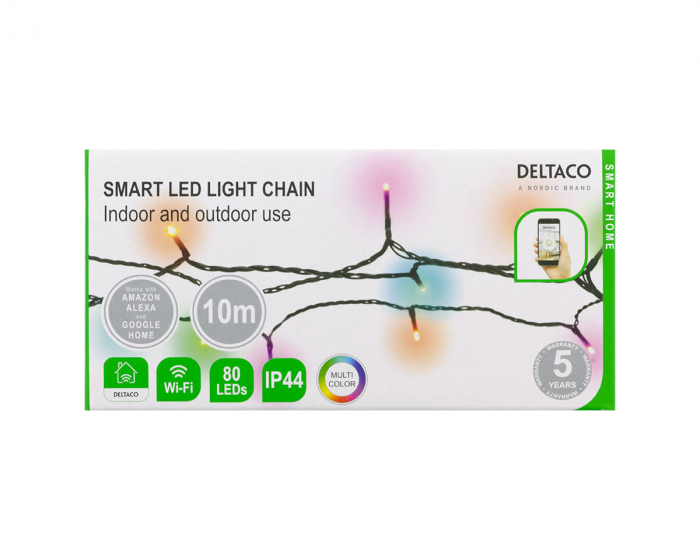 Deltaco Smart Home WiFi-ljusslinga inomhus/utomhus - 10m, 80 RGB LEDs