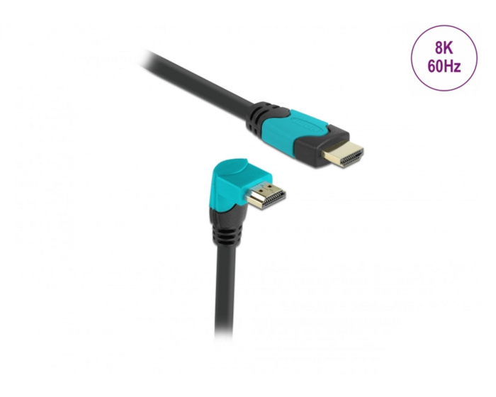 Delock High Speed HDMI-kabel 2.1 Nedåtvinklad - Svart - 3m