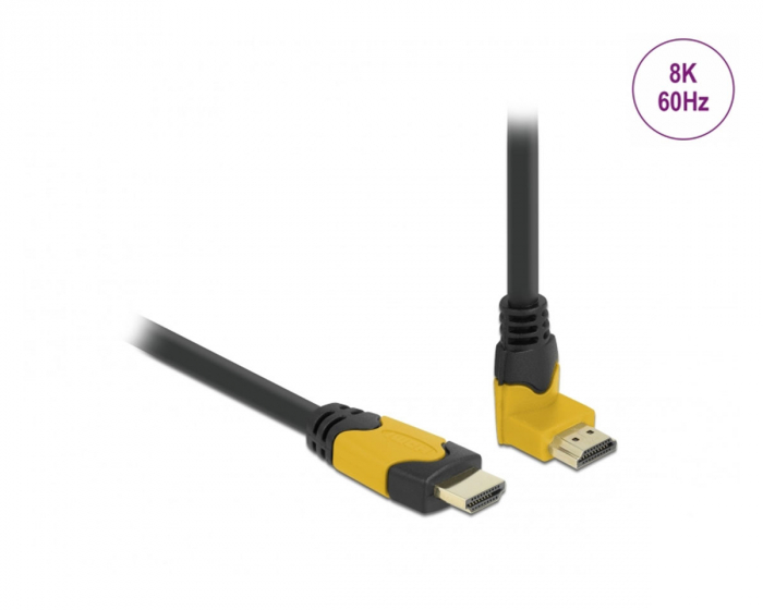 Delock High Speed HDMI-kabel 2.1 Uppåtvinklad - Svart - 2m
