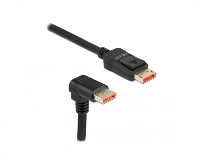Delock DisplayPort Kabel 1.4 (4k/8k) - Nedåtvinklad - Svart - 2m