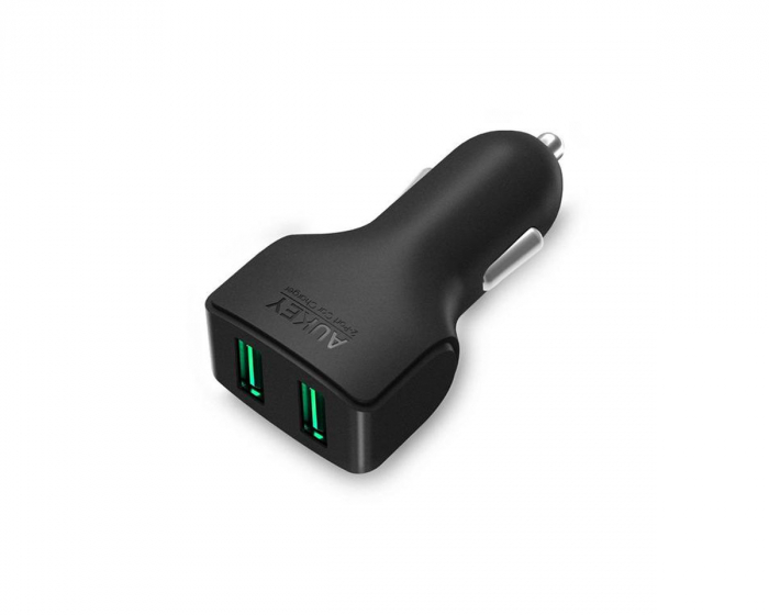 Aukey Car Charger CC-S3, 2xUSB-A, 24 W - Svart Billaddare