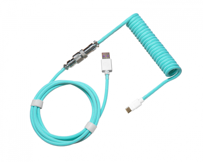 Cooler Master Coiled Cable USB-C till USB-A 1.5m - Aviator - Pastel Cyan