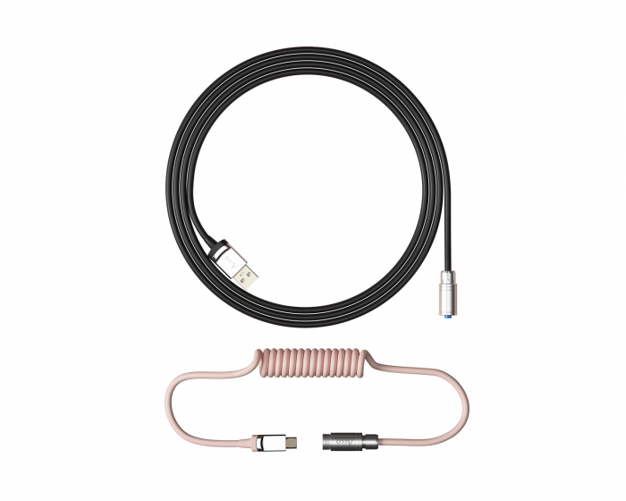 Custom Coiled Aviator USB-C Cable V2 - Black & Pink