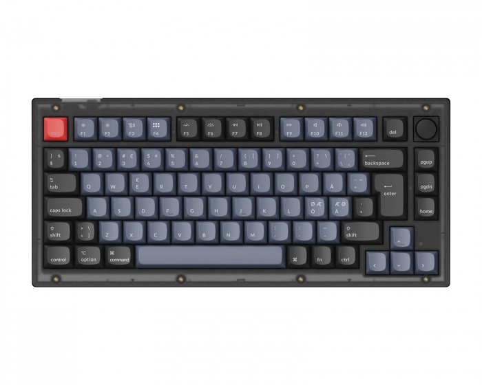 Keychron V1 75% Tangentbord Knob Version RGB Hotswap [K Pro Red] - Frosted Black
