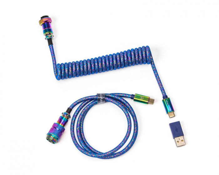 Keychron Premium Coiled Aviator Cable Type-C - Rainbow Plated Blue