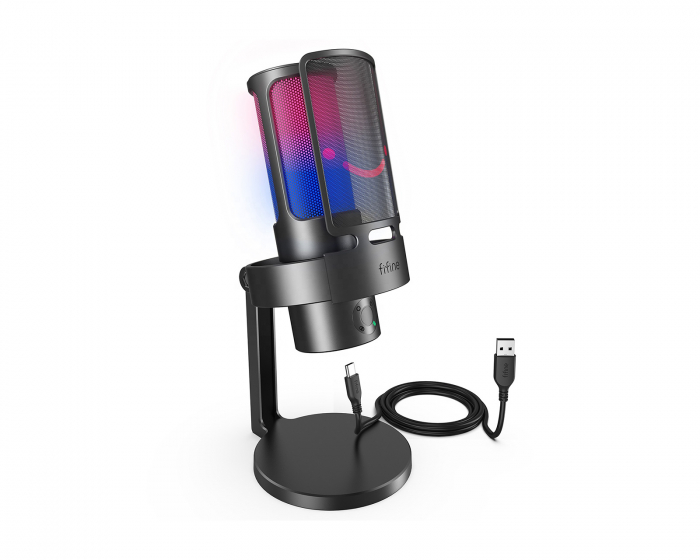 Fifine AMPLIGAME A8 Plus RGB USB Gaming Mikrofon med 4 ljudmönster (PC/PS4/PS5) - Svart