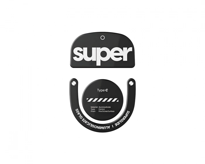 Superglide Type‑C Version 2 Glass Skates Logitech Superlight 2 / X2 Superstrike – Svart